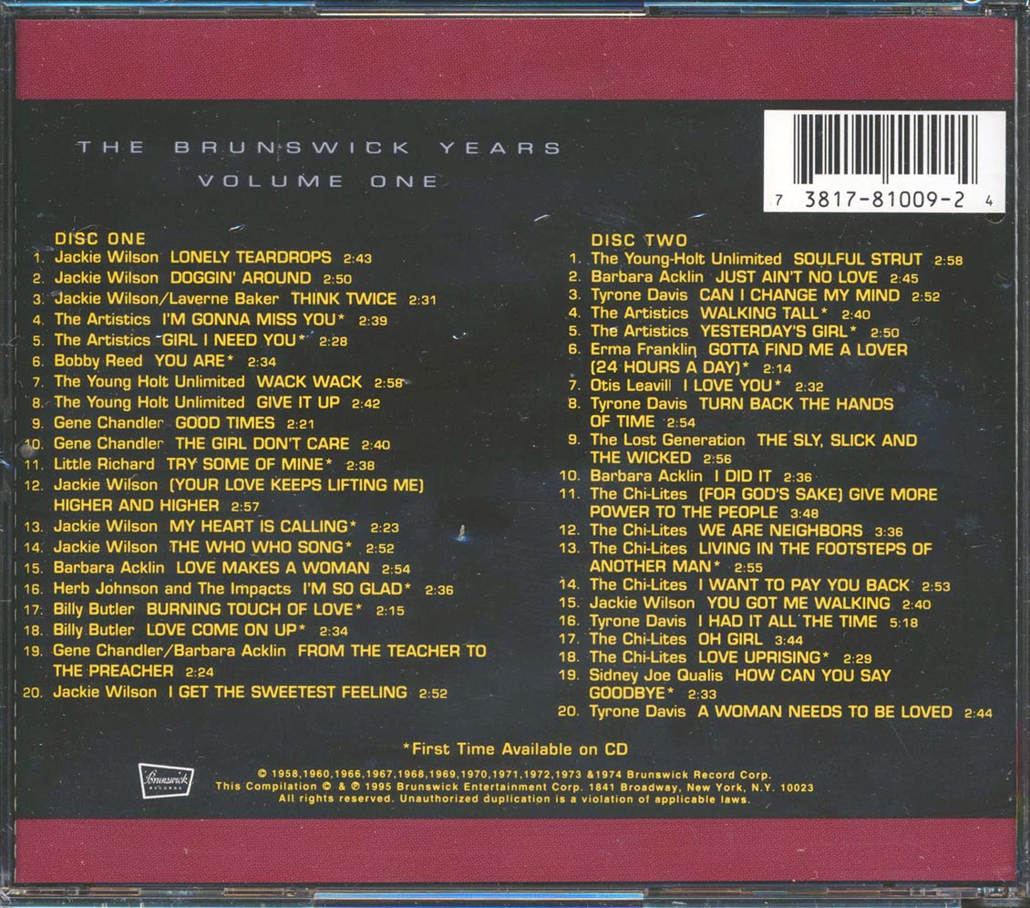 Jackie Wilson, The Chi-Lites, Gene Chandler, Etc. - The Brunswick Years Volume 1 (40 tracks) (2xCD)
