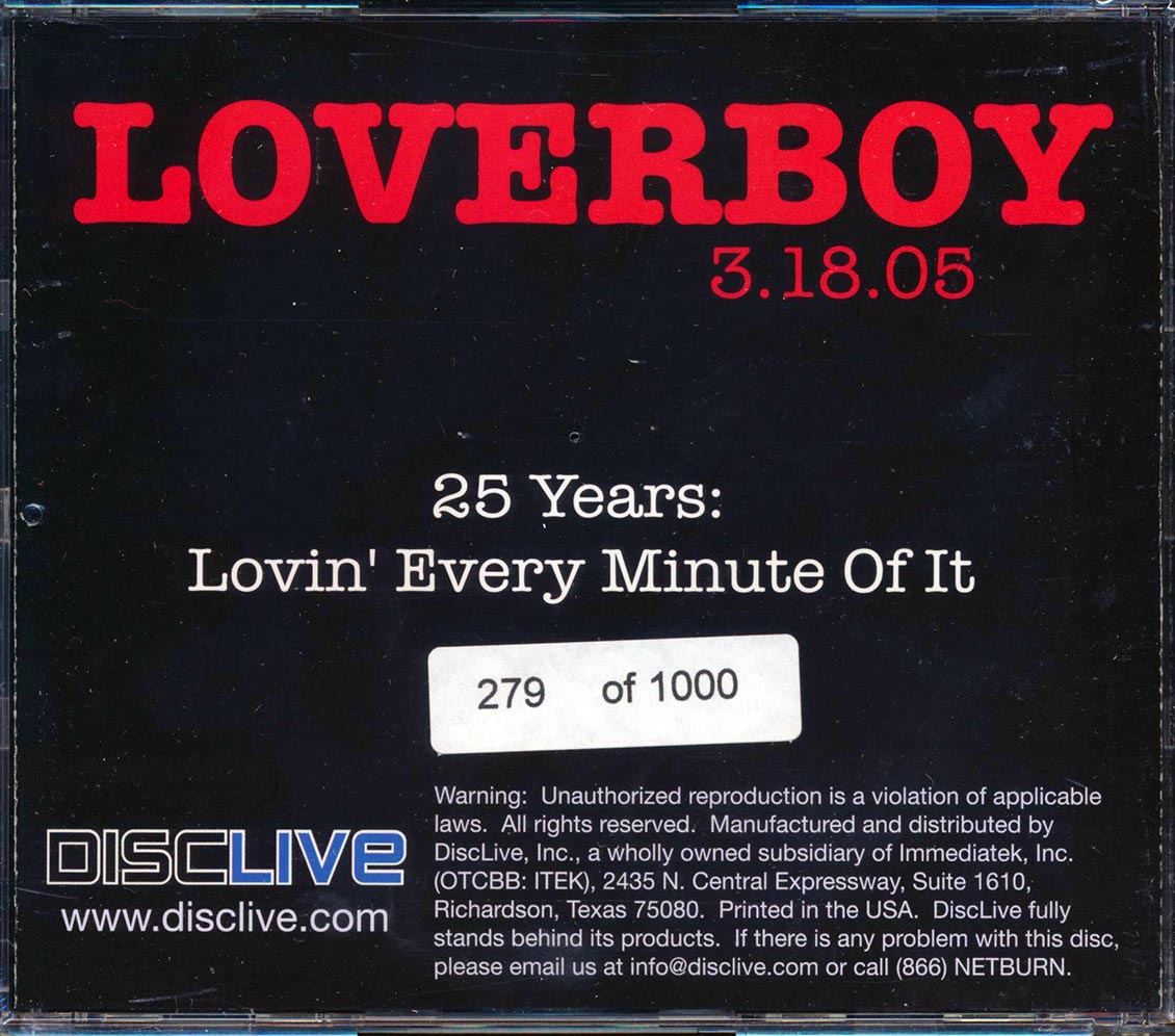 Loverboy - Live In Dallas, Texas, 3.18.05 (numbered ltd.ed.) (2xCD)