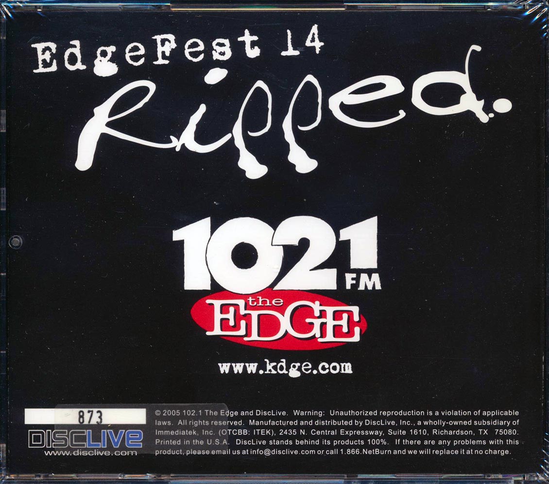 Billy Idol, Sum 41, Crossfade, Etc. - EdgeFest 14 Ripped: 102.1 FM The Edge, April 24, 2005, Dallas, Texas (numbered ltd.ed.)