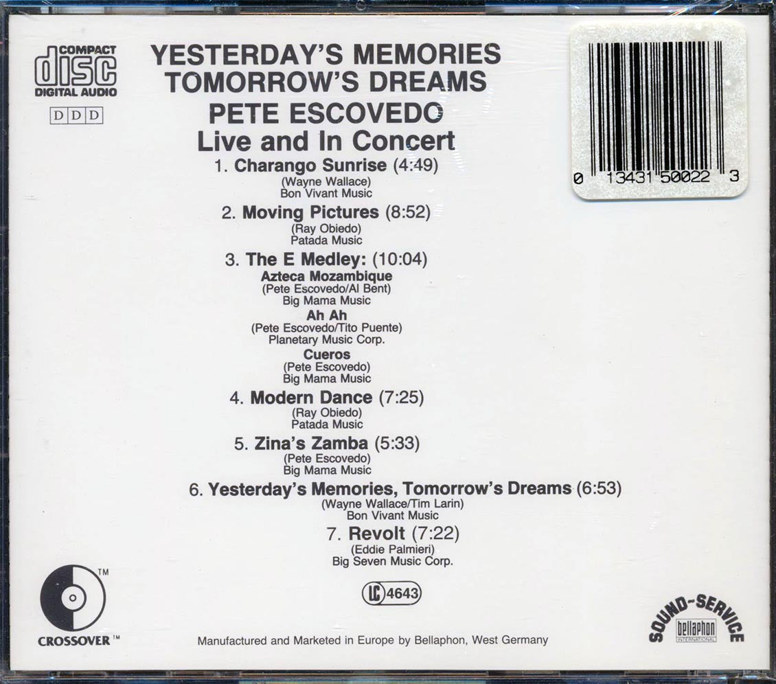 Pete Escovedo - Yesterday's Memories, Tomorrow's Dreams: Live And In Concert