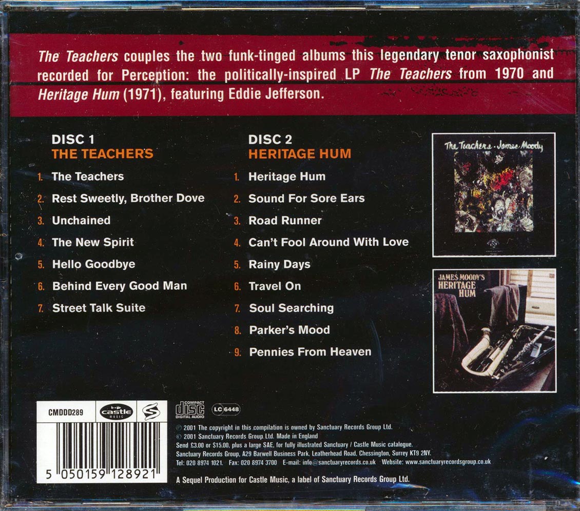 James Moody - The Teachers + Heritage Hum (2 albums on 1 CD) (2xCD)