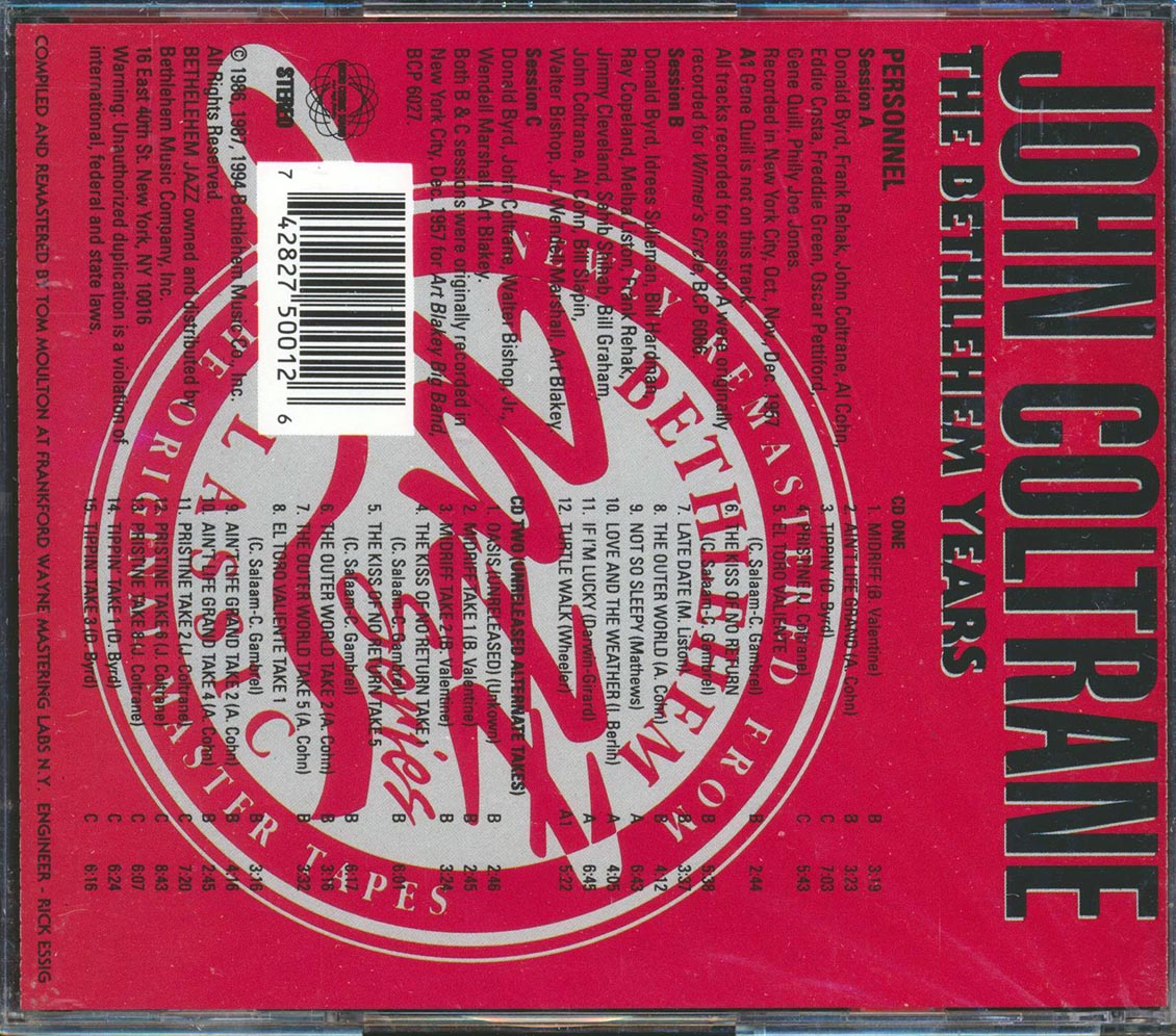 John Coltrane - Bethlehem Years (27 tracks) (2xCD)