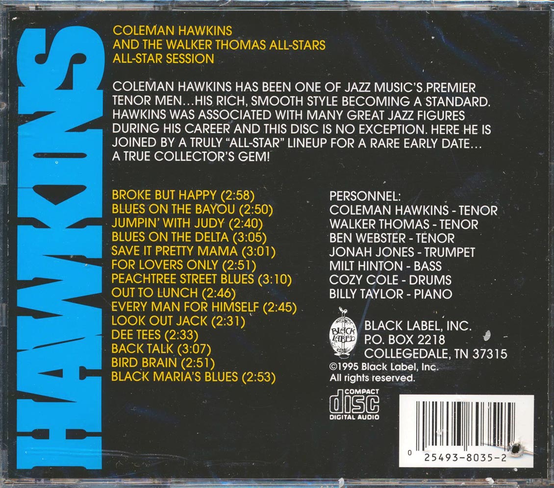 Coleman Hawkins - All-Star Session With Jonah Jones, Milt Hinton, Ben Webster, Billy Taylor, And Cozy Cole (marked/ltd stock)