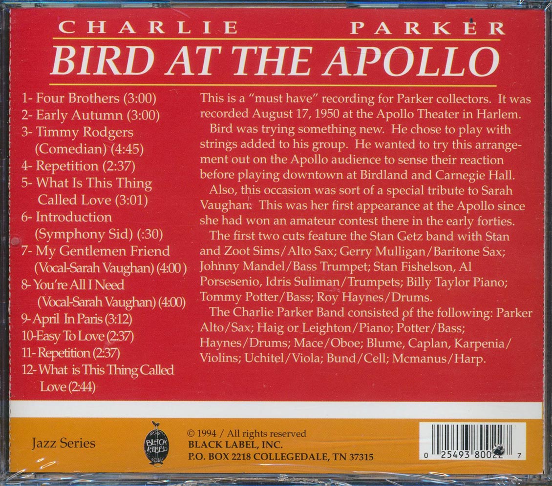 Charlie Parker - Bird At The Apollo (marked/ltd stock)