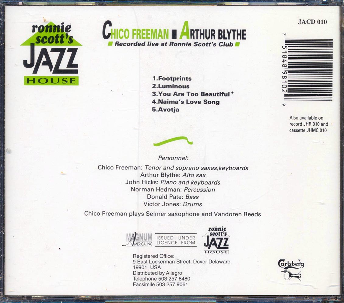 Chico Freeman, Arthur Blythe - Lumonious: Live At Ronnie Scott's Club (marked/ltd stock)