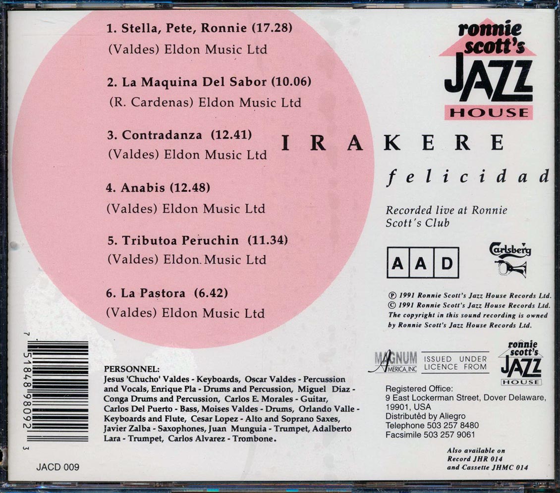 Irakere - Felicidad: Live At Ronnie Scott's Club (marked/ltd stock)