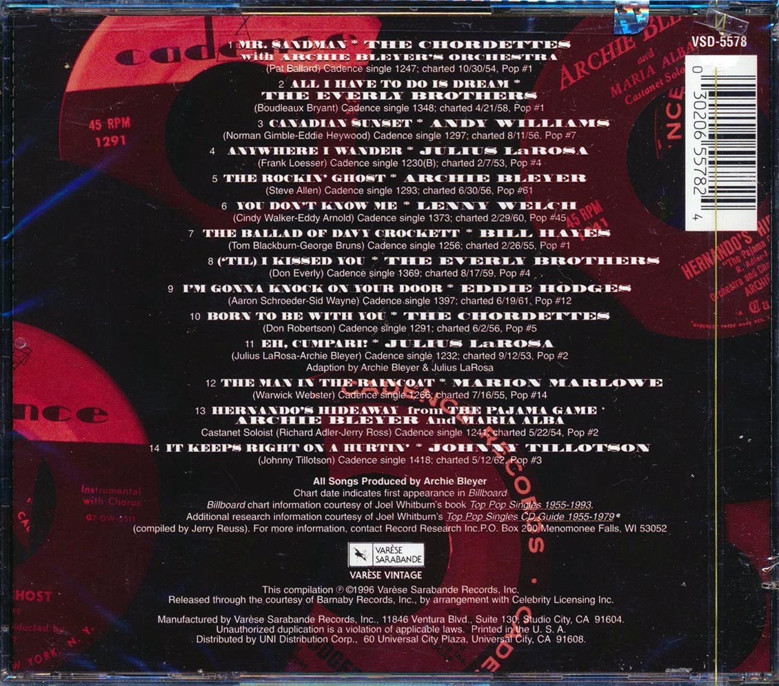 Andy Williams, The Chordettes, The Everly Brothers, Etc. - The History Of Cadence Volume 1 (marked/ltd stock)