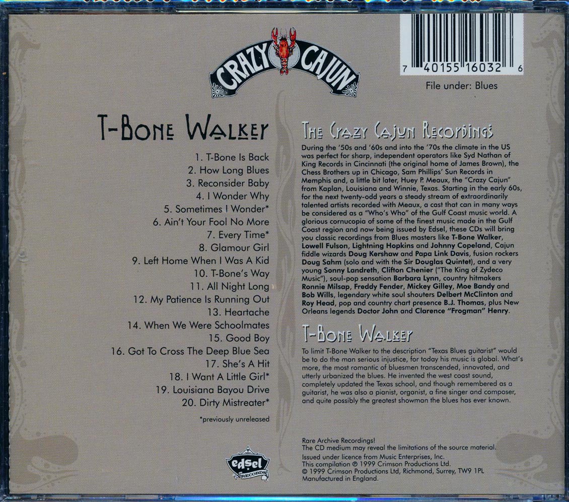 T-Bone Walker - T-Bone Standard Time: The Crazy Cajun Recordings (20 tracks)