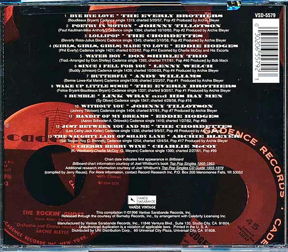 Link Wray, The Everly Brothers, Johnny Tillotson, The Chordettes, Etc. - The History Of Cadence Volume 2