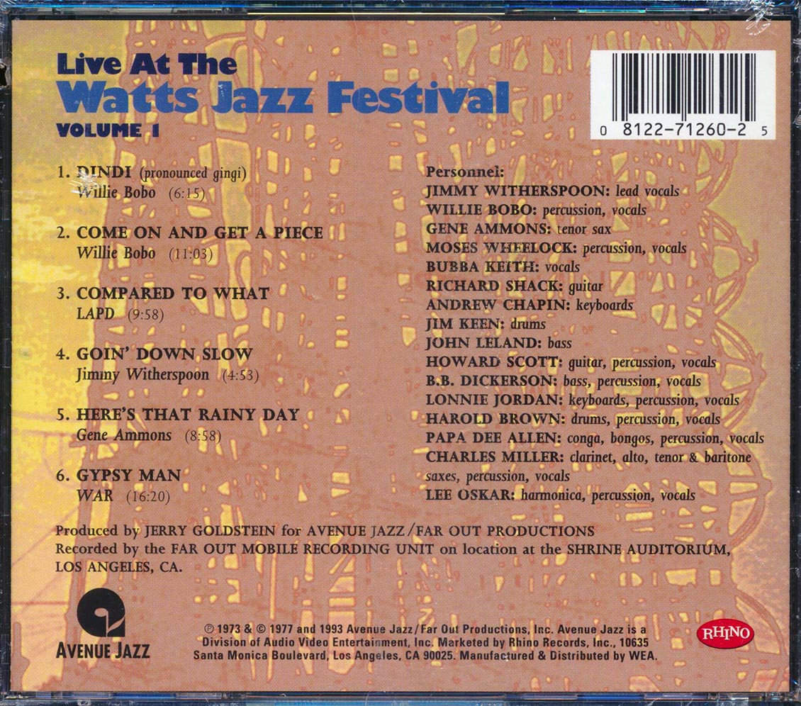 WAR, Willie Bobo, Gene Ammons, Etc. - Live At The Watts Jazz Festival Volume 1 (marked/ltd stock)