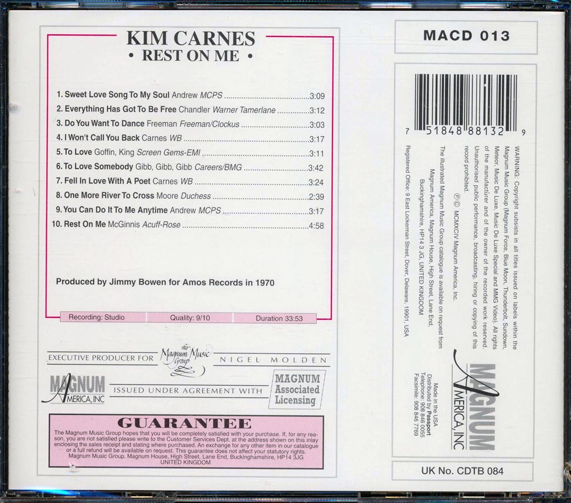 Kim Carnes - Rest On Me (marked/ltd stock)