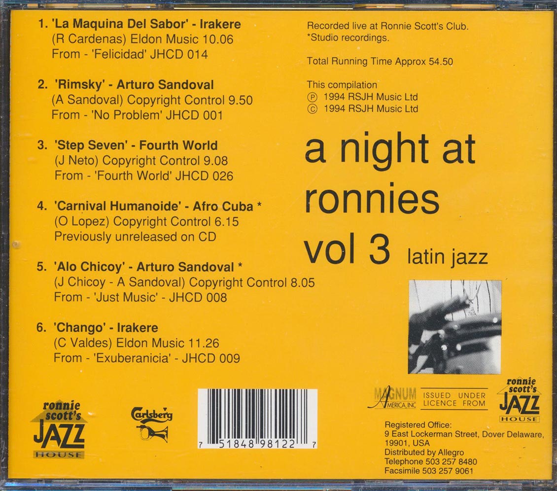 Arturo Sandoval, Irakere, Etc. - A Night At Ronnies Volume 3: Latin Jazz (marked/ltd stock)