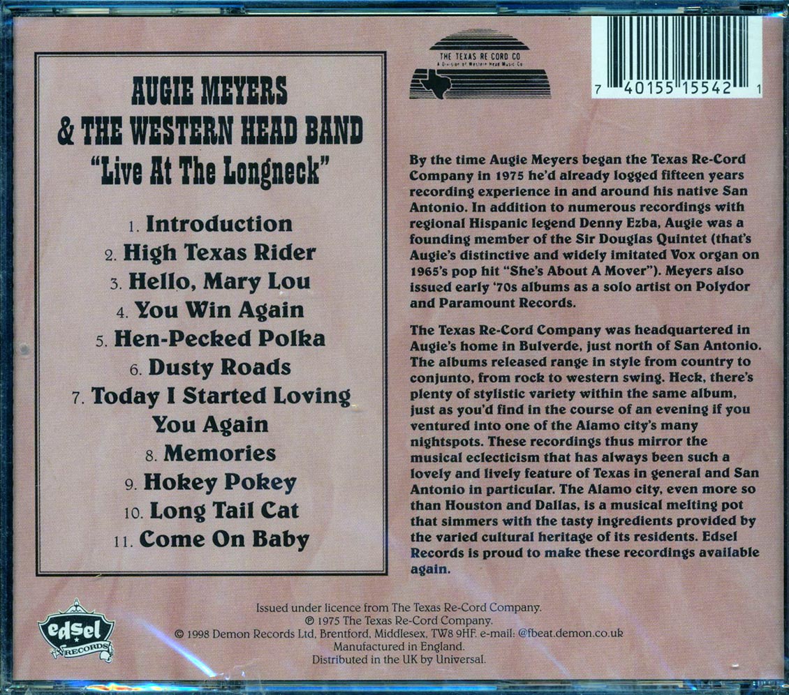 Augie Meyers & The Western Head Band - Live At The Longneck