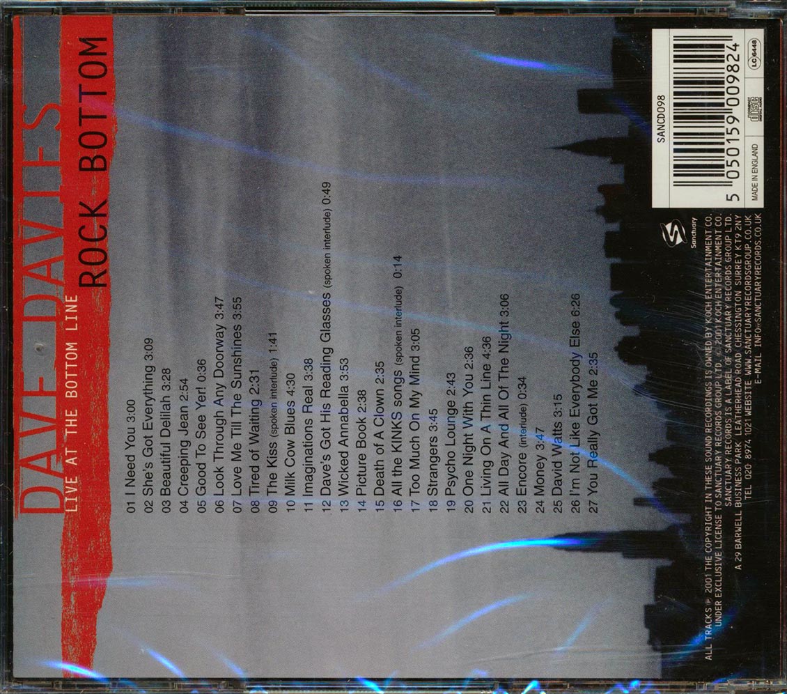 Dave Davies - Rock Bottom: Live At The Bottom Line (27 tracks)
