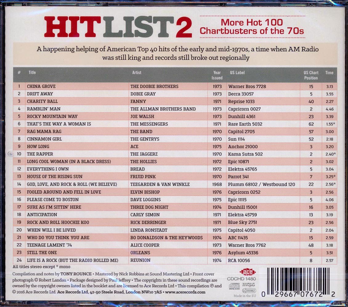 Various - Hit List 2: More Hot 100 Chartbusters Of The 70s