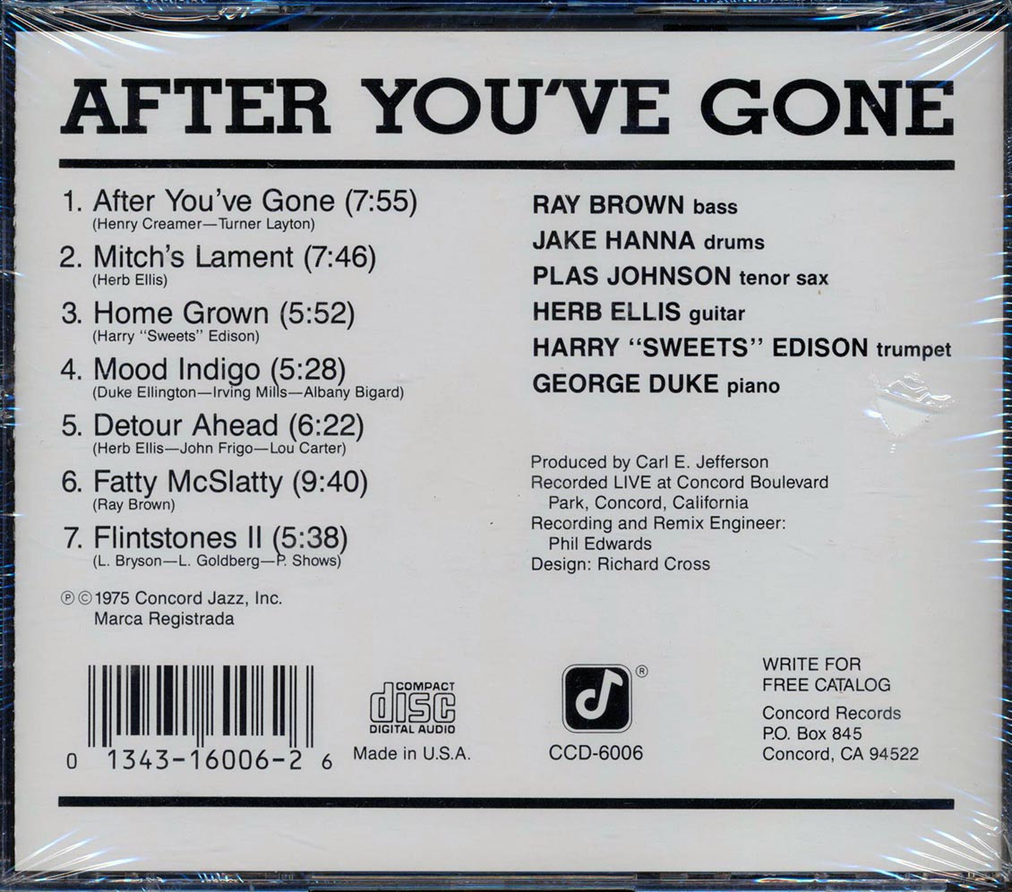 Herb Ellis, Ray Brown, Etc. - After You've Gone (remastered)