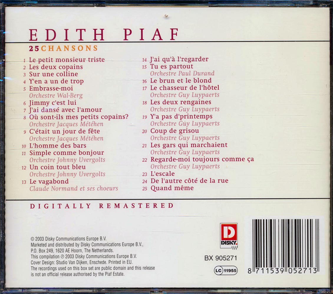 Edith Piaf - 25 Chansons (remastered)