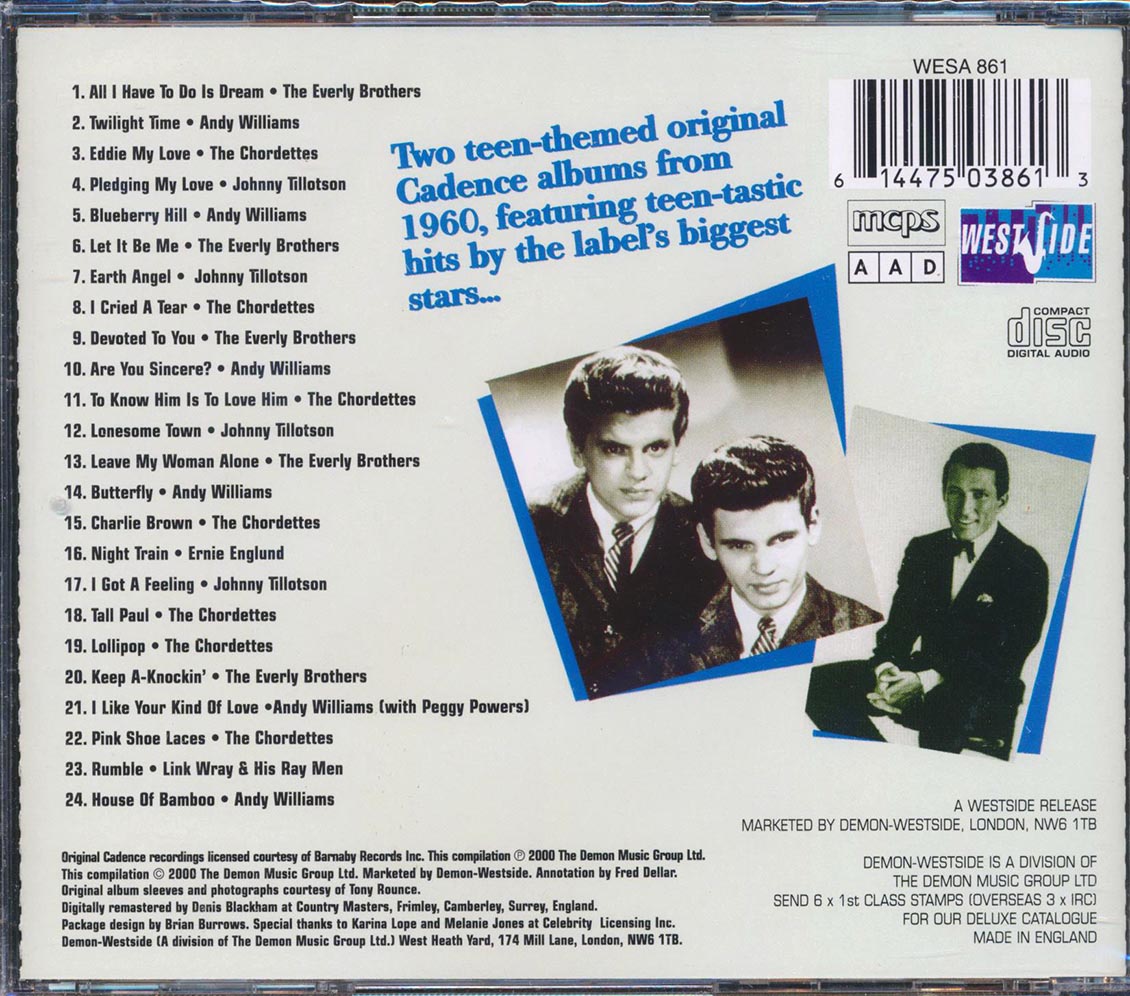 Link Wray, Everly Brothers, Andy Williams, Etc. - Rock A Ballads + Rock A Hits (2 albums on 1 CD)