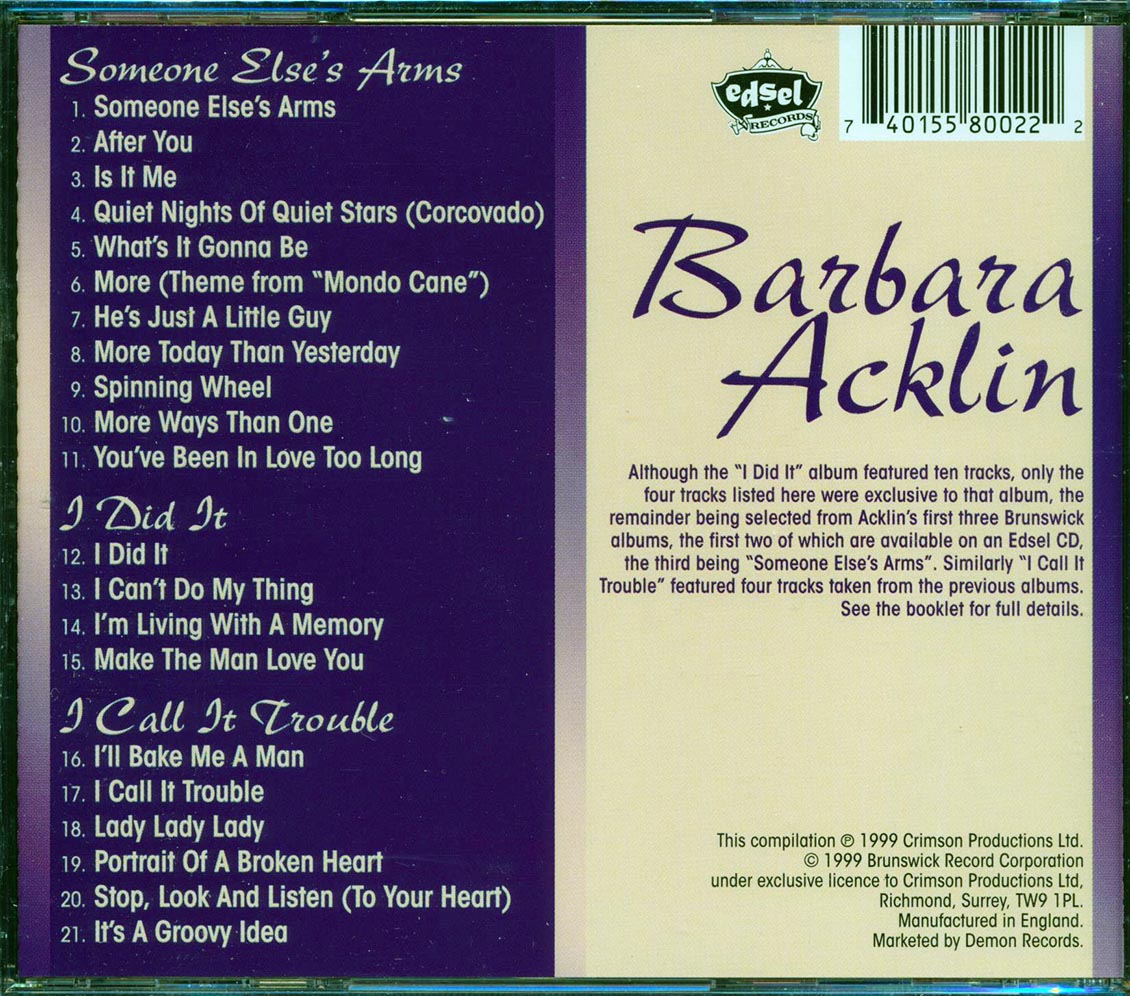 Barbara Acklin - Someone Else's Arms + I Did It + I Call It Trouble (21 tracks)