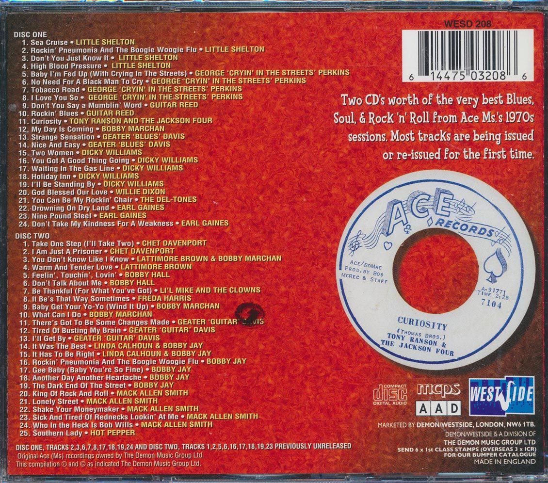Little Shelton, Earl Gaines, Bobby Marchan, Lattimore Brown, Etc. - Curiosities: The Ace 70s Singles And Sessions (49 tracks) (2xCD)