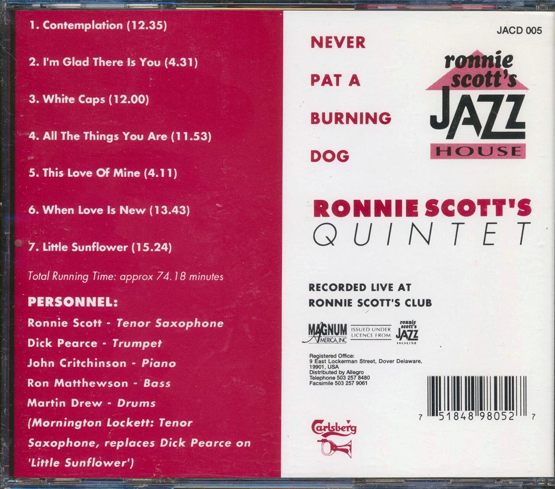 Ronnie Scott Quintet - Never Pat A Burning Dog: Live At Ronnie Scott's Club