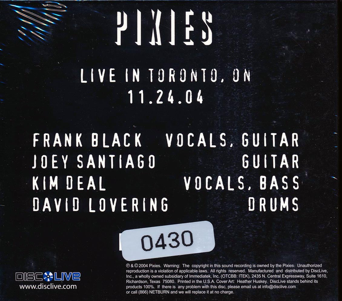 The Pixies - Live In Toronto, Ontario 11.24.04 (numbered ltd.ed.) (2xCD)