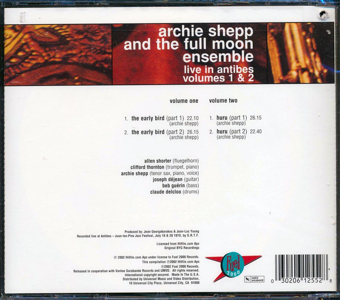 Archie Shepp & The Full Moon Ensemble - Live In Antibes Volumes 1 & 2 (2xCD) (marked/ltd stock) (remastered)