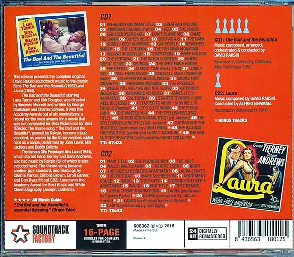 Various - The Bad And The Beautiful Original Motion Picture Soundtrack + Laura Original Motion Picture Soundtrack (ltd. ed.) (2xCD) (incl. large booklet) (remastered)