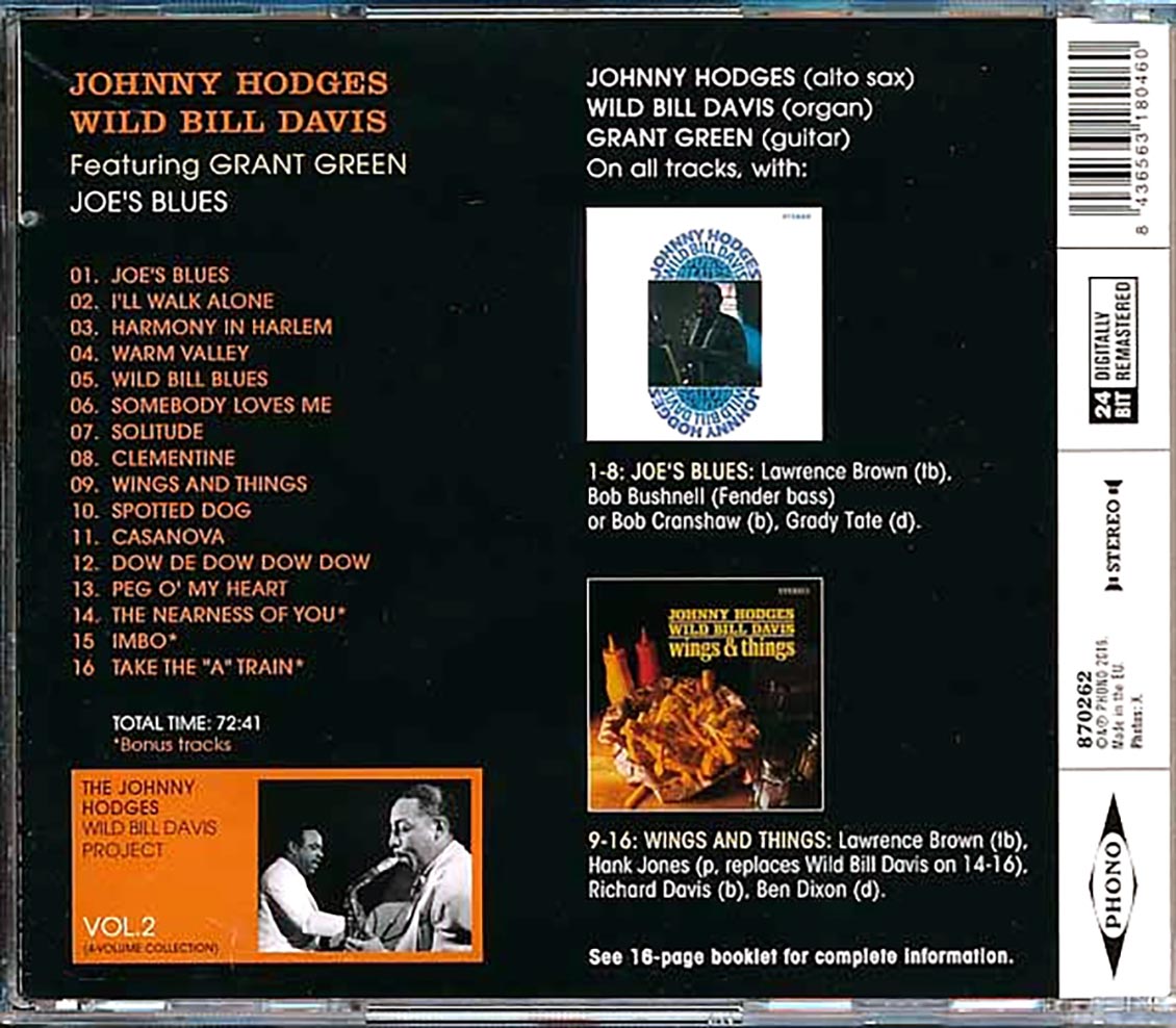 Johnny Hodges, Wild Bill Davis, Grant Green - Joe's Blues (incl. large booklet) (remastered)