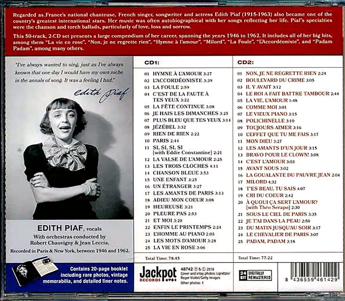 Edith Piaf - Her 50 Greatest Songs (2xCD) (incl. large booklet) (remastered)