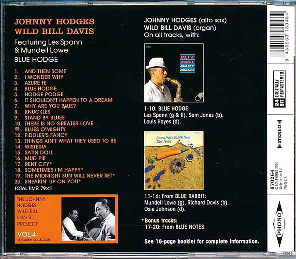 Johnny Hodges, Wild Bill Davis - Blue Hodge (incl. large booklet) (remastered)