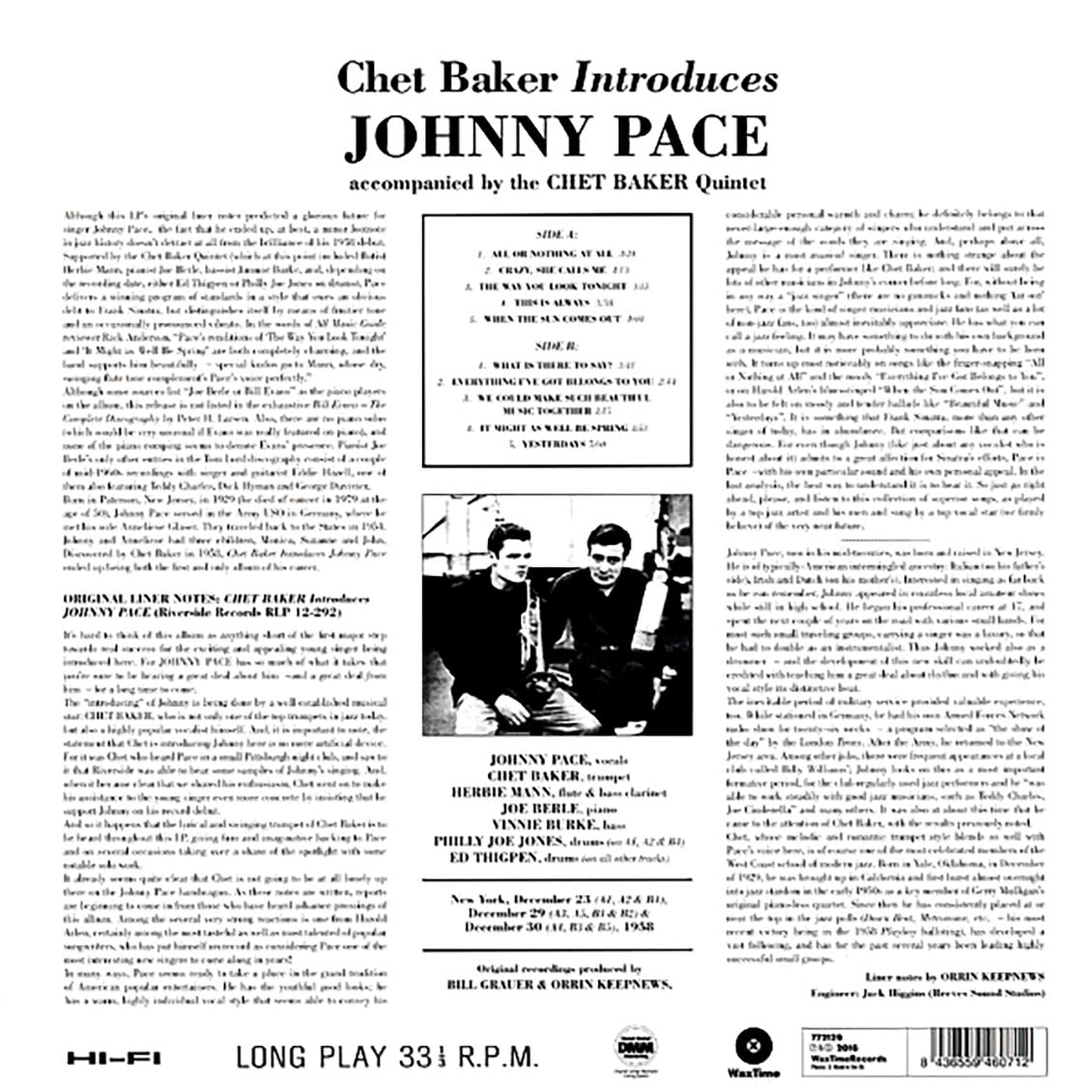 Chet Baker - Chet Baker Introduces Johnny Pace Accompanied By The Chet Baker Quintet (ltd. ed.) (180g)