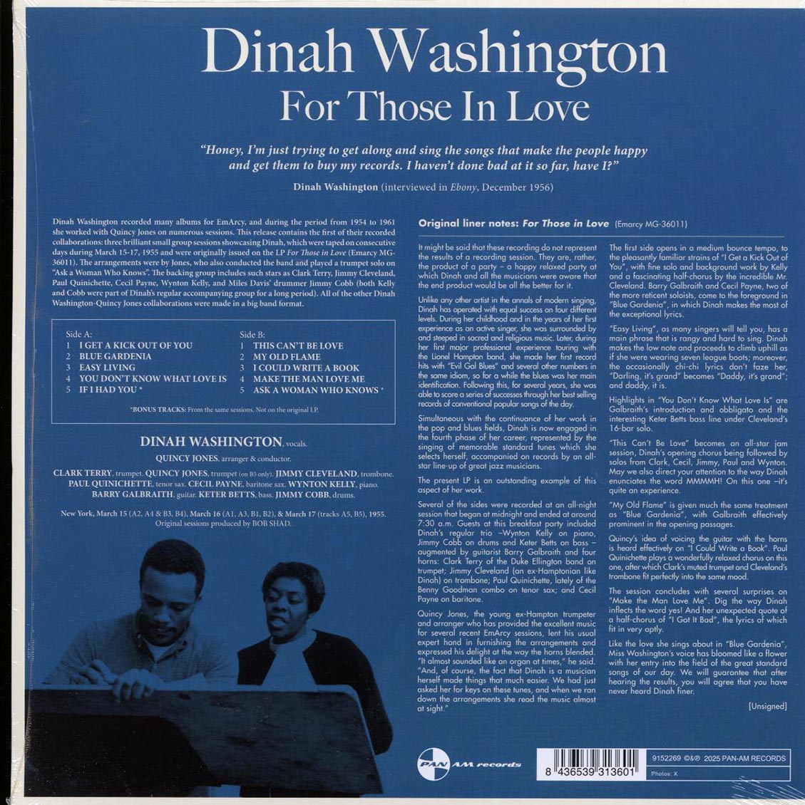 Dinah Washington - For Those In Love (+2 bonus tracks) (ltd. ed.) (180g) (remastered)