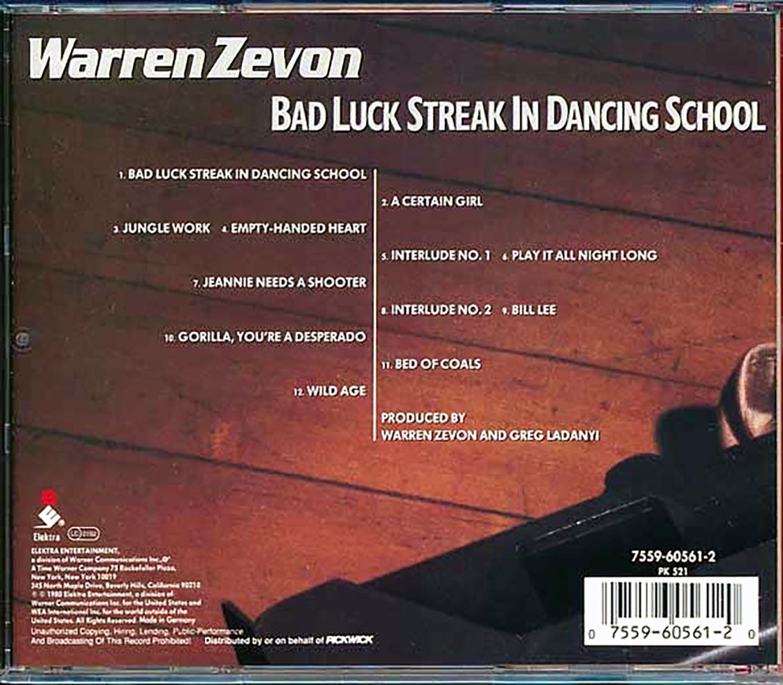 Warren Zevon - Bad Luck Streak In Dancing School