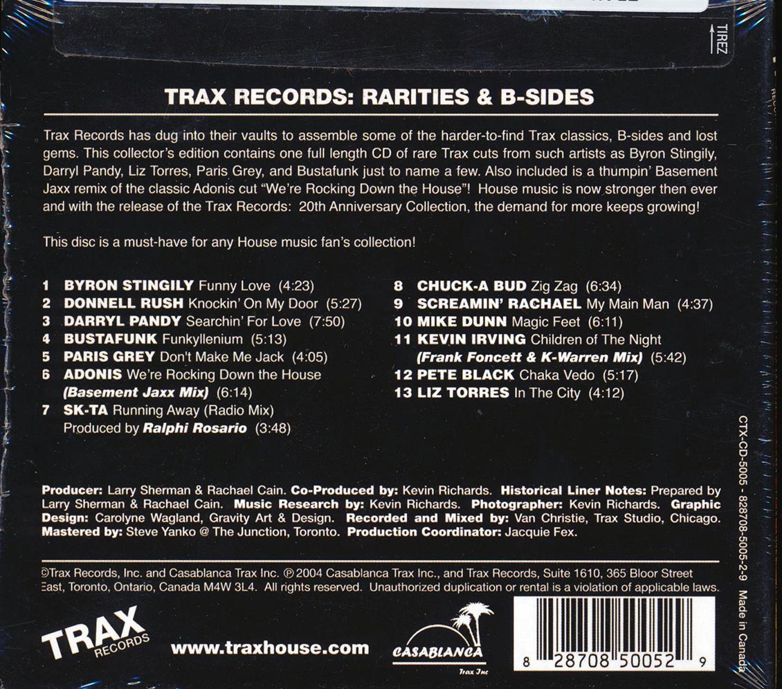 Byron Stingily, Donnell Rush, Bustafunk, Etc. - Trax Records Rarities & B-Sides From The Vaults