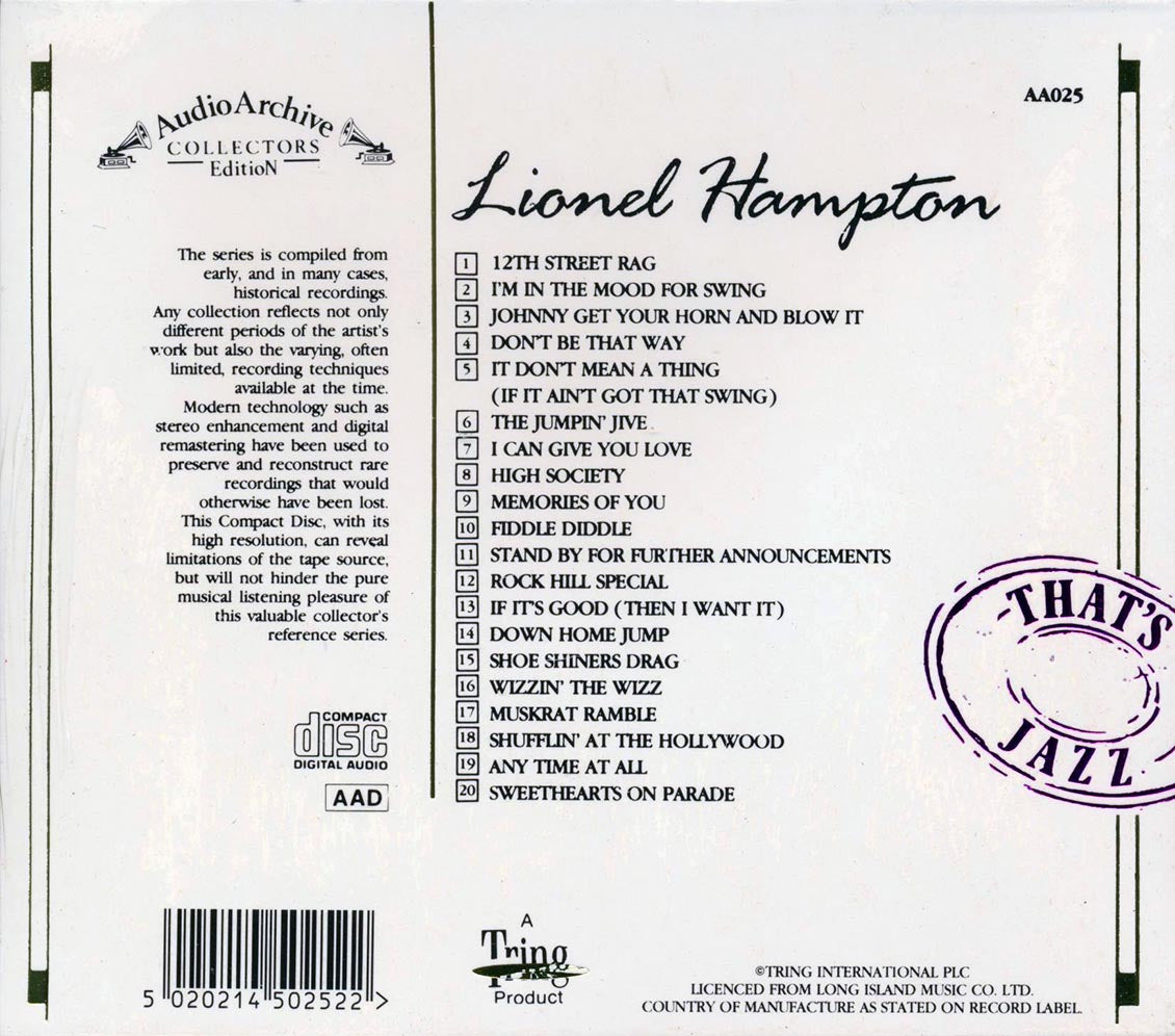 Lionel Hampton - Audio Archive Collectors Edition: 20 Reflective Recordings (20 tracks)