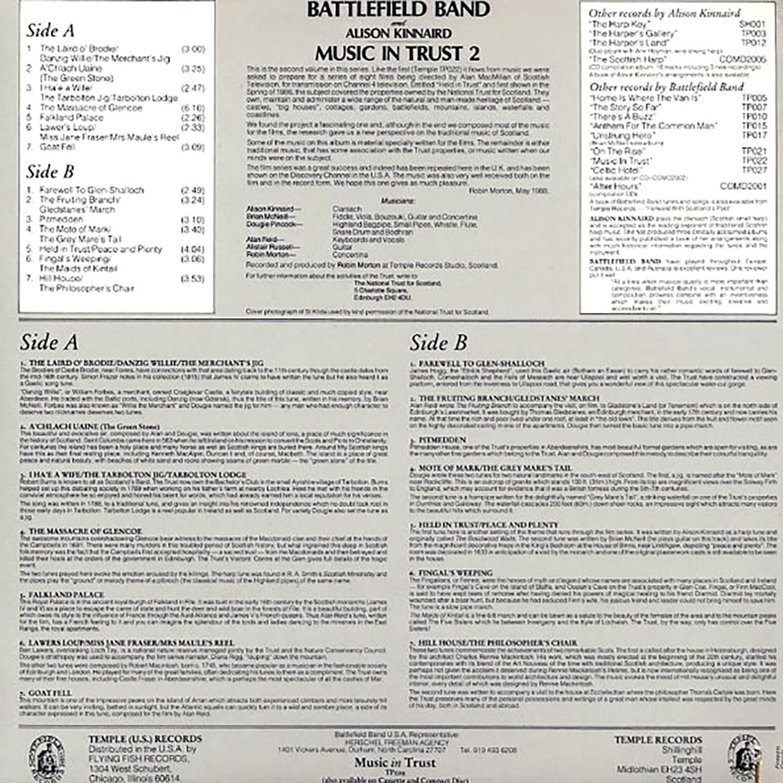 Battlefield Band, Alison Kinnaird - Music In Trust 2 (orig. press)