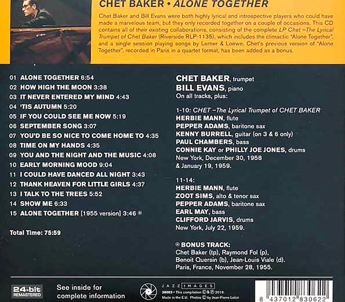 Chet Baker, Bill Evans - Alone Together (ltd. ed.) (remastered)