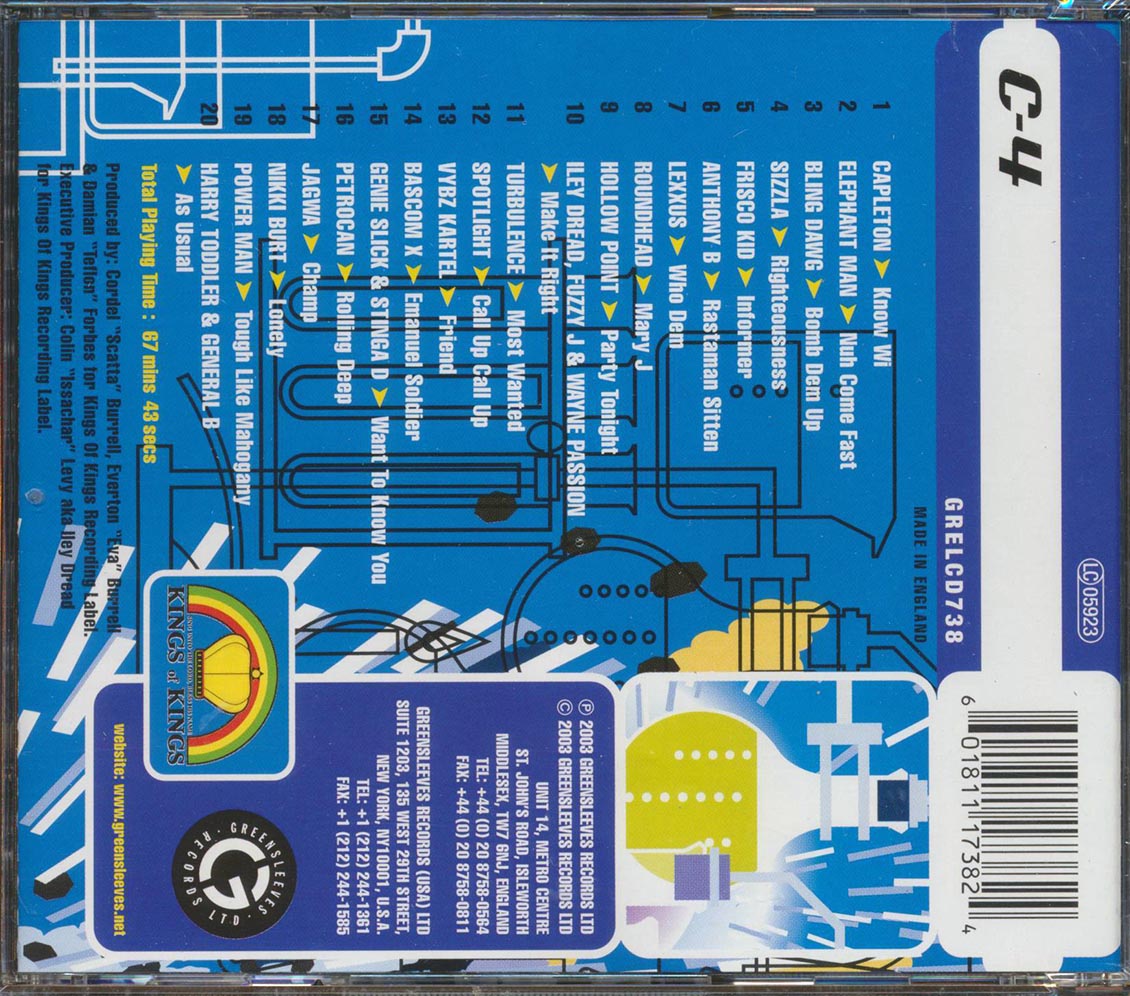 Capleton, Sizzla, Anthony B, Etc. - Greensleeves Rhythm Album 38: C-4 (rhythm: "C-4") (promo) (20 tracks)