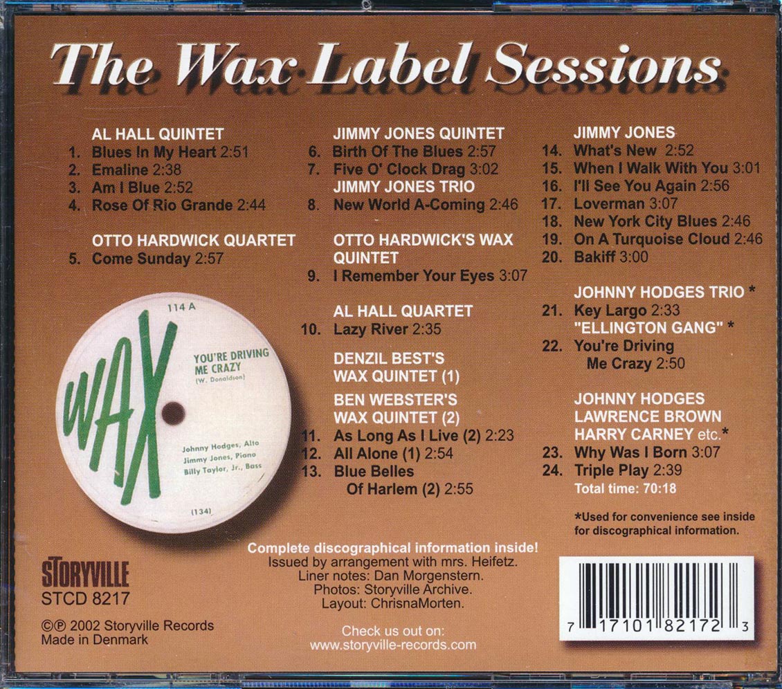 Jimmy Jones, Johnny Hodges, Ben Webster, Etc. - The Wax Label Sessions (24 tracks)