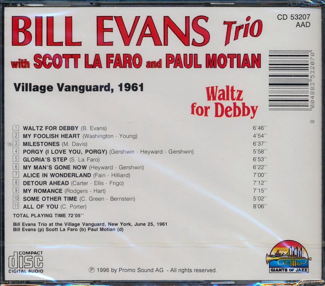 Bill Evans Trio - Waltz For Debbie: Village Vanguard, 1961