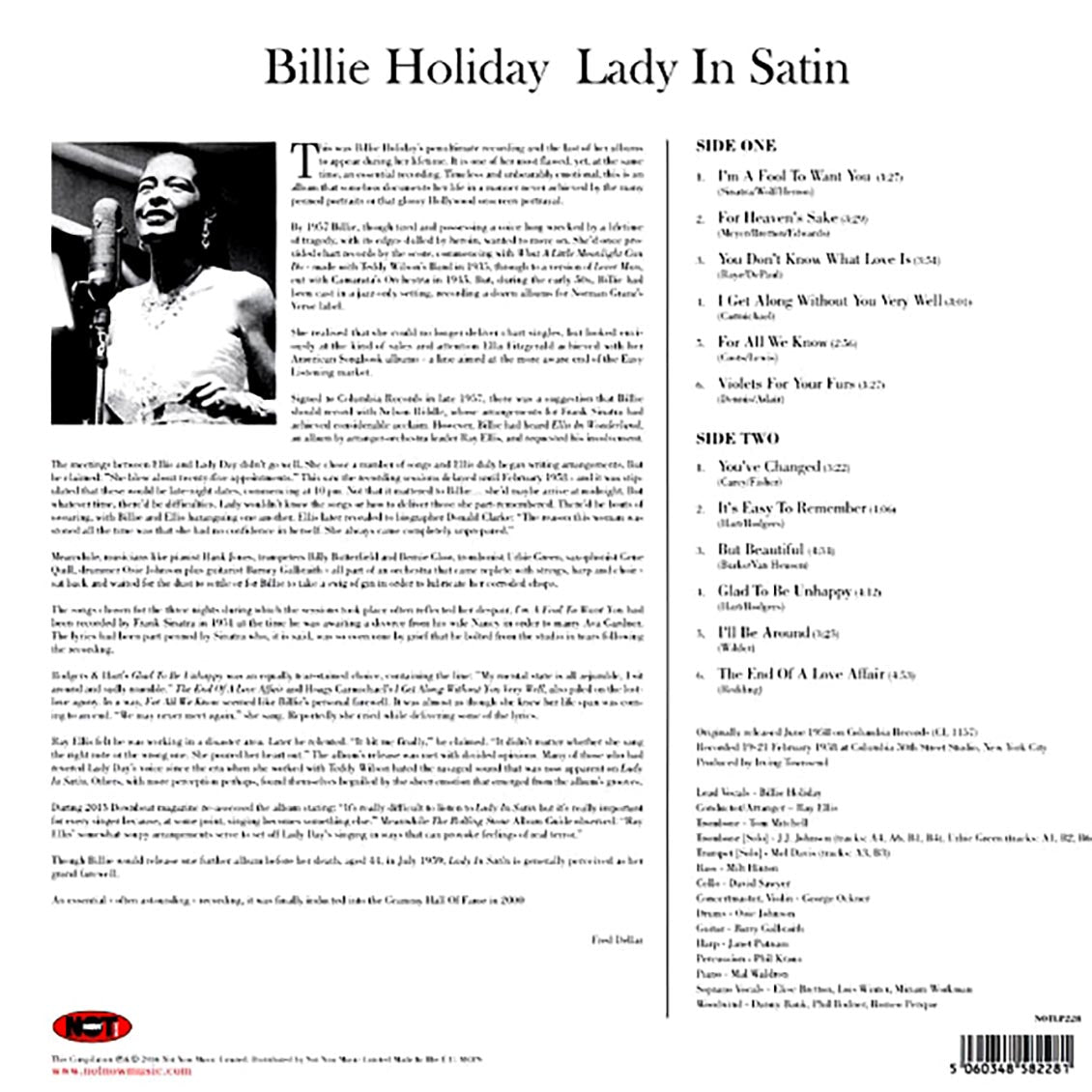 Billie Holiday - Lady In Satin (180g) (colored vinyl)
