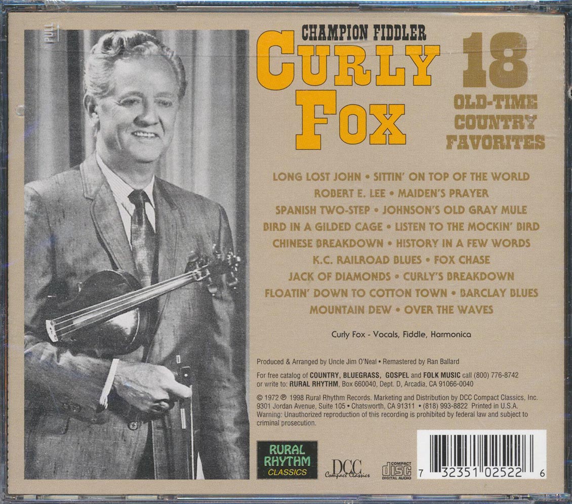 Curly Fox - Champion Fiddler: 18 Old Time Country Favorites (marked/ltd stock)