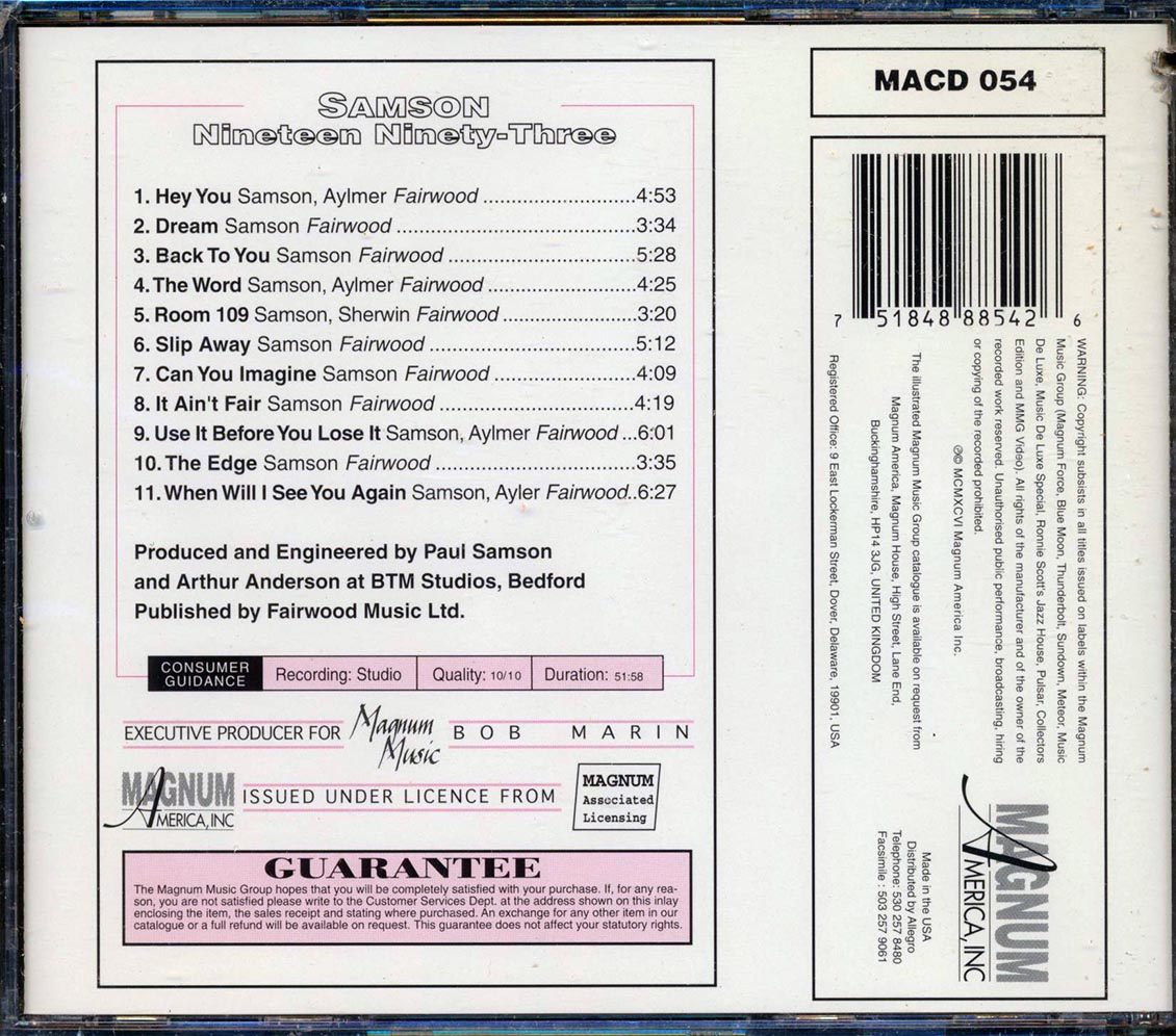 Samson - Nineteen Ninety-Three (marked/ltd stock)