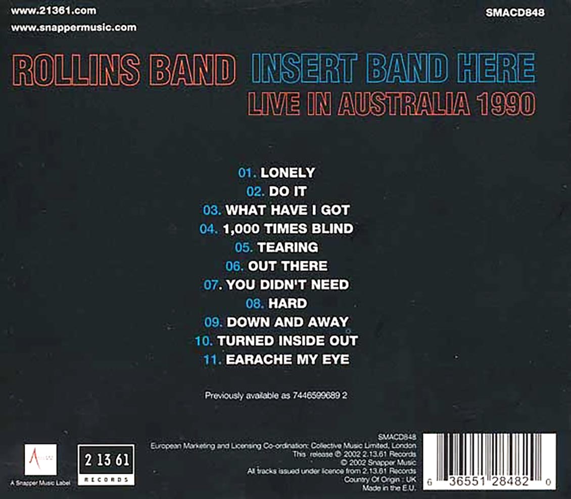 Rollins Band - Insert Band Here: Live In Australia 1990