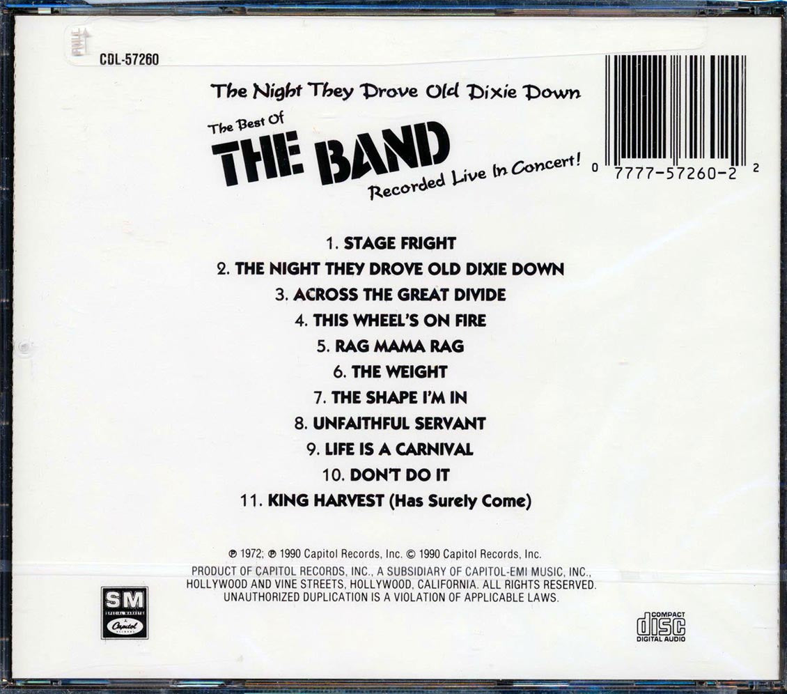 The Band - The Night They Drove Old Dixie Down: The Best Of The Band Recorded Live In Concert