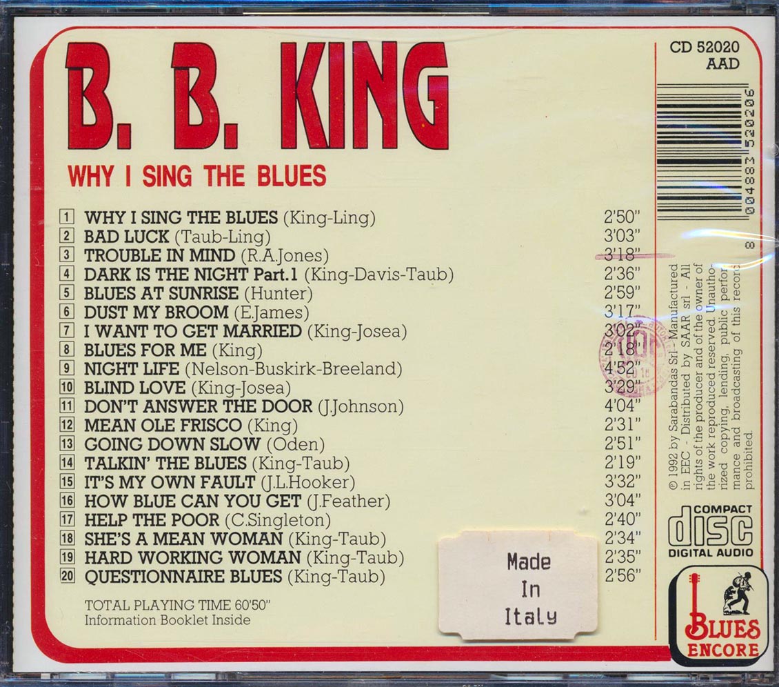 BB King - Why I Sing The Blues (20 tracks)