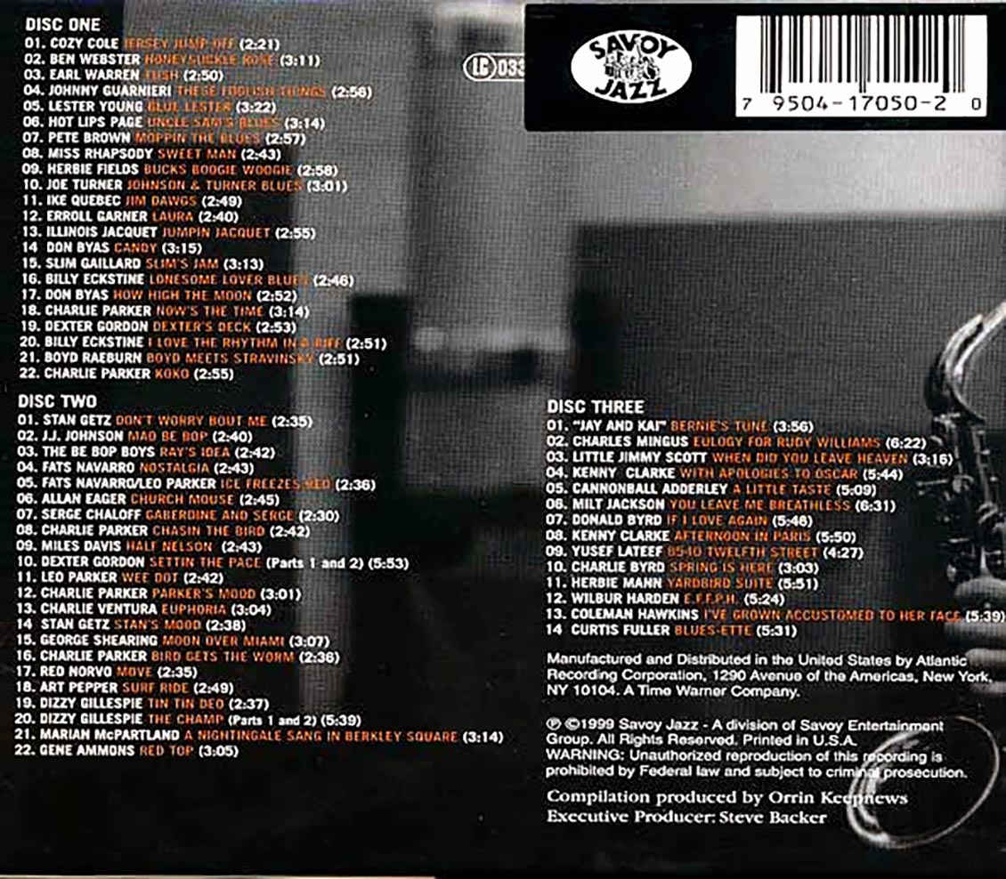Cannonball Adderley, Gene Ammons, Miles Davis, Stan Getz, Dizzy Gillespie, Etc. - The Savoy Story Volume 1: Jazz (3xCD) (box set) (incl. large booklet)