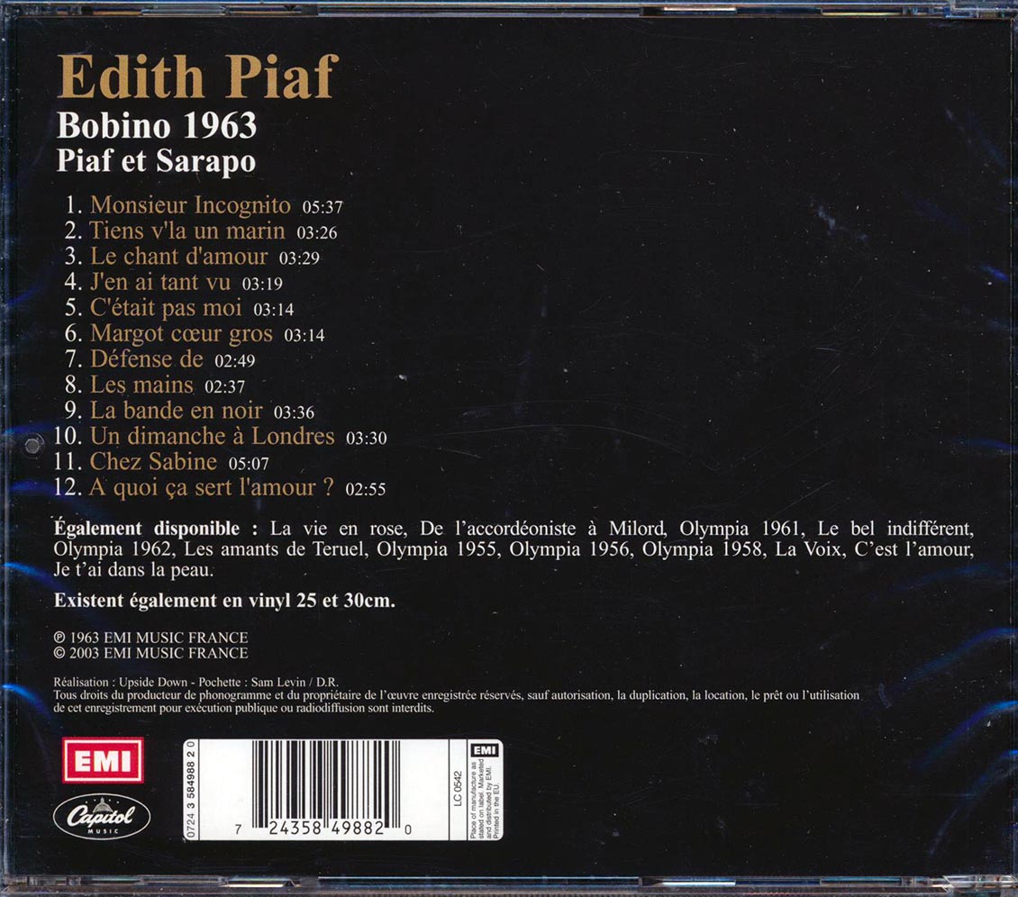 Edith Piaf, Theo Sarapo - Recital Bobino 1963