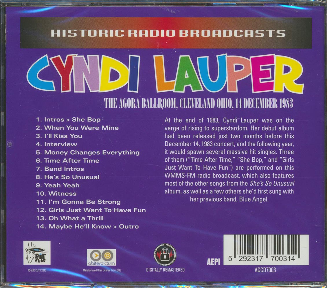 Cyndi Lauper - The Agora Ballroom, Cleveland Ohio, 14 December 1983